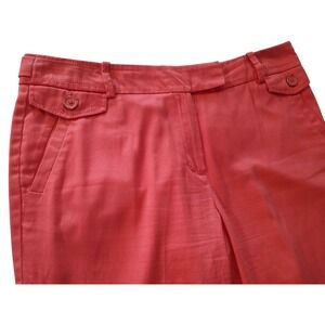 New Direction Capri Pants Orange Stretch‎ Flat Front Pockets Womens Size Twelve